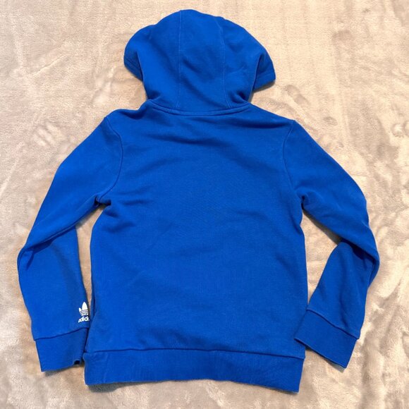 Adidas Originals Youth Royal Blue Hoodie Graphic Trefoil Logos Size XS - Picture 3 of 5